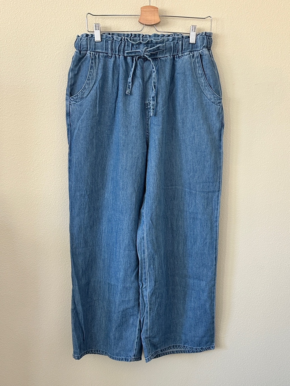 Velvet Heart Blue High Waist Wide Leg Paperbag Drawstring Waist Jeans Size L